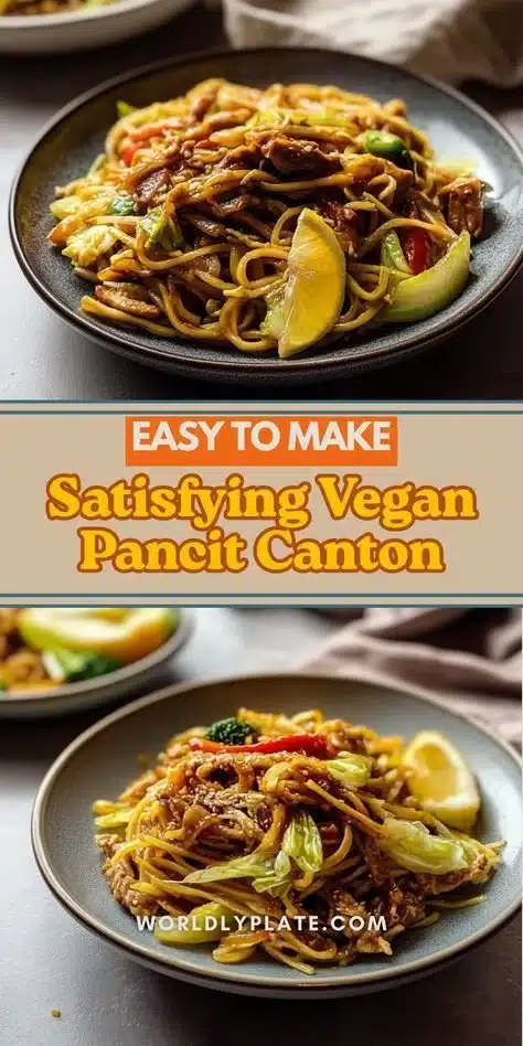 Vegan Canton Noodles 2 Bowl of Vegan Canton Noodles garnished with vegetables and herbs