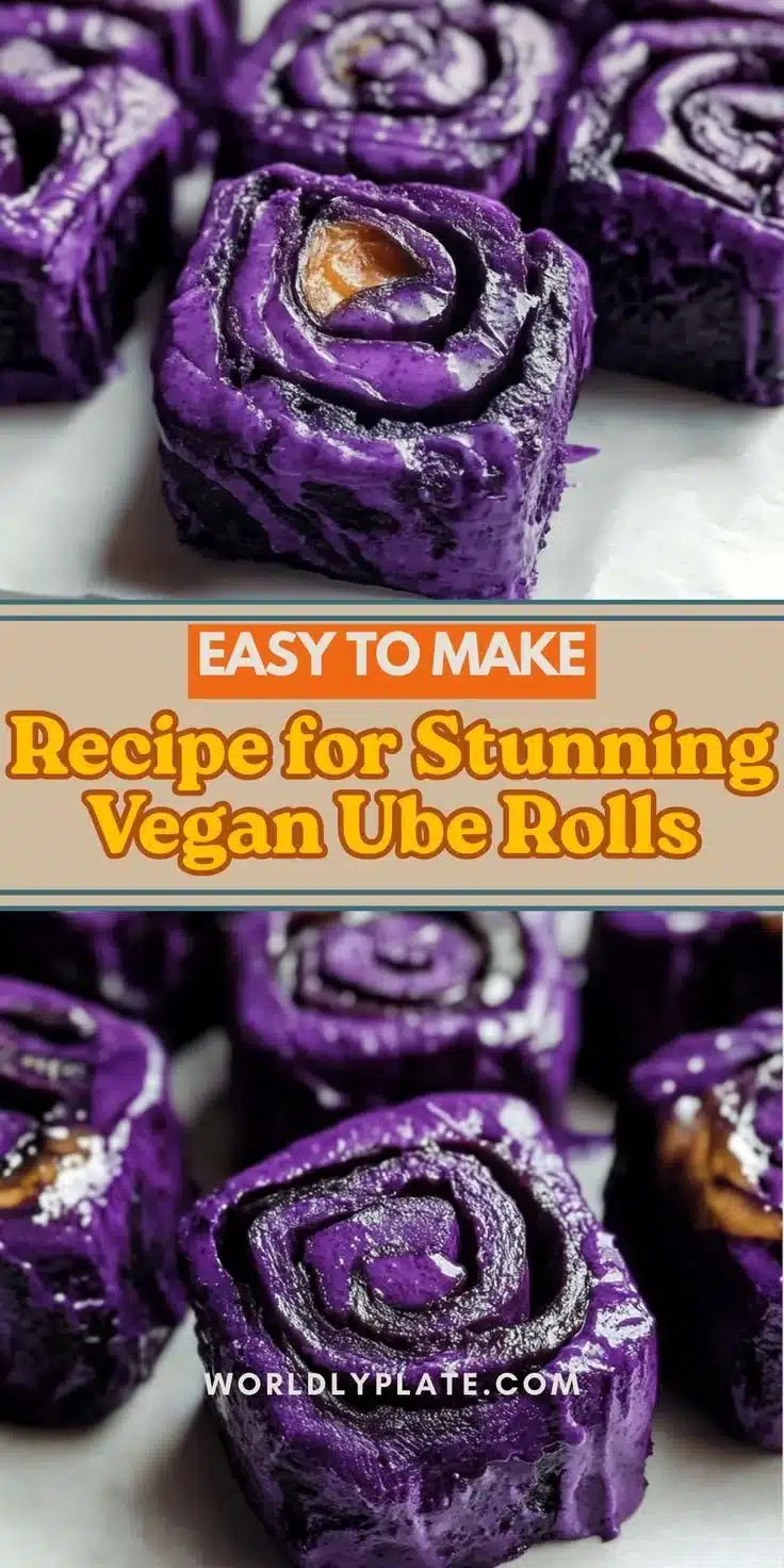 Vegan ube rolls fresh out of the oven, showcasing their vibrant purple color and soft texture.